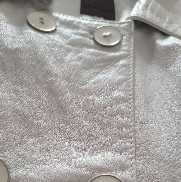 Gil Santucci Babylon white leather women's jacket sz.46 ( 8 US)double buttons - Picture 6 of 14